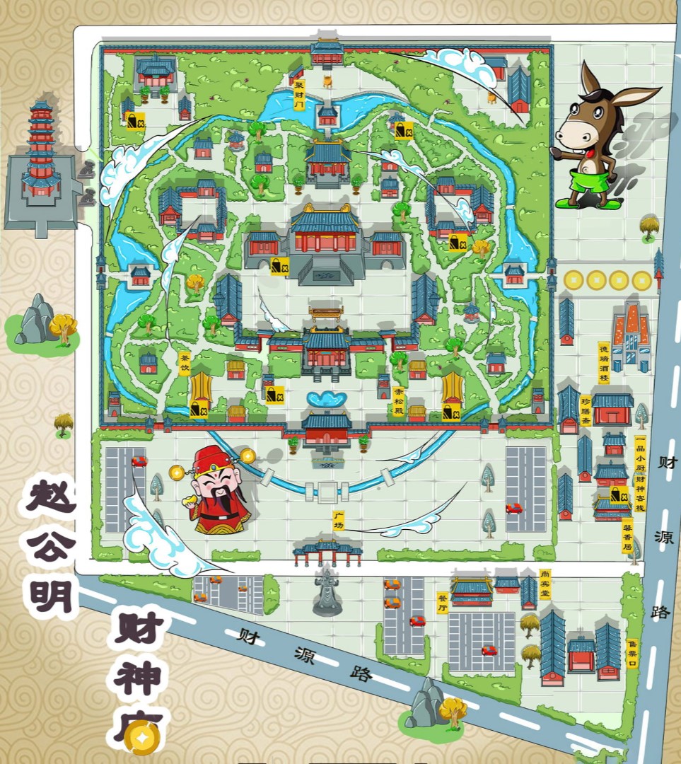 游仙寺庙类手绘地图